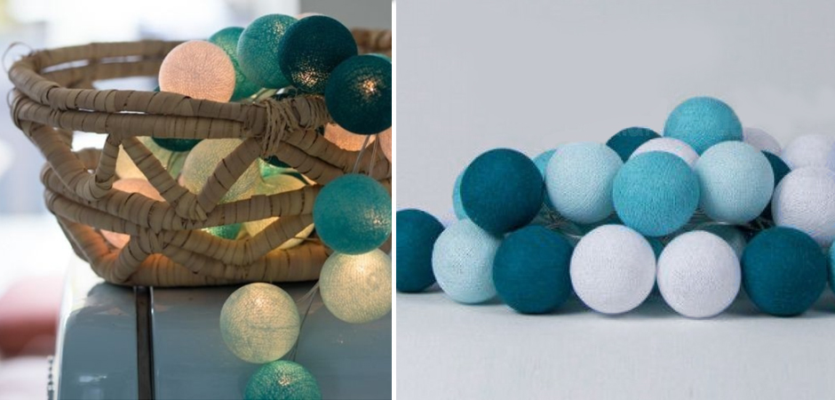 Гирлянда хлопковые фонарики Сotton Ball Aqua - Loft-Concept в Ростове-на-Дону