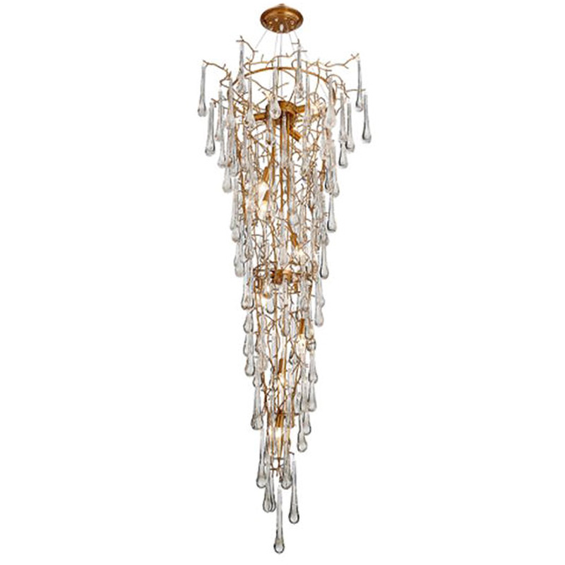 Люстра Waterfall Chandelier Crystal Drops Золотой Прозрачный в Ростове-на-Дону | Loft Concept 