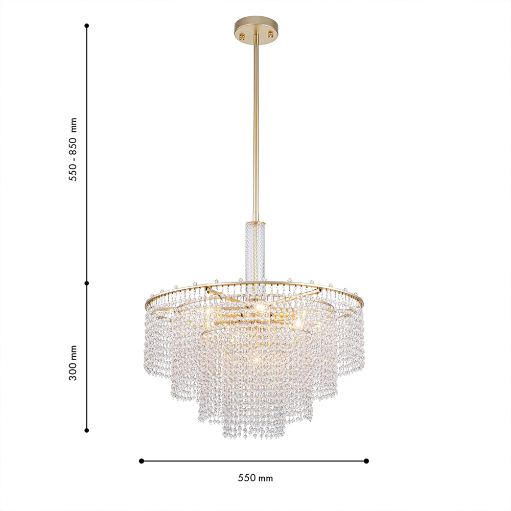 Люстра многоярусная с каскадами кристаллов Crystal Rains в Ростове-на-Дону