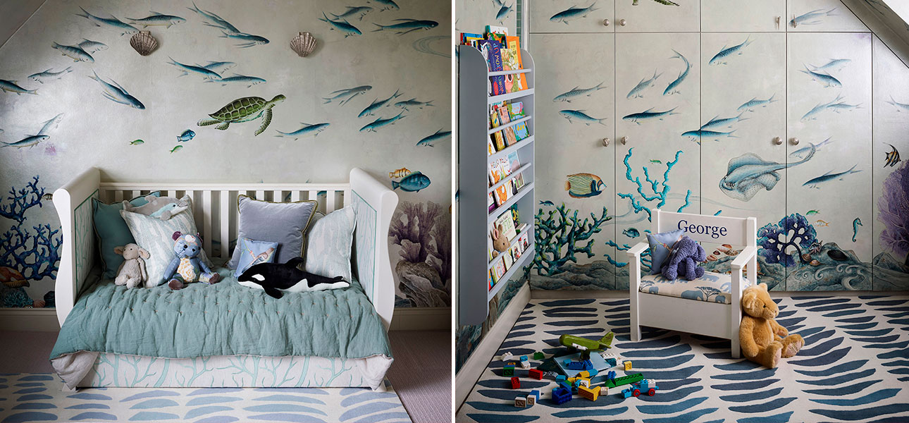 Обои ручная роспись Coral Reef Original colourway on Electrum gilded paper with  pearlescent antiquing - фото №1