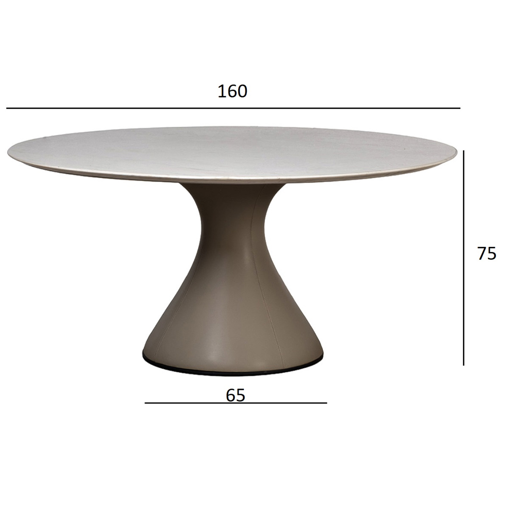 Стол обеденный круглый мраморный на бежевом основании Valedmir в Ростове-на-Дону