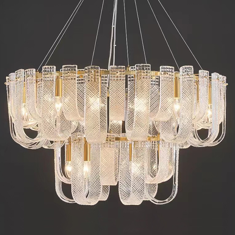  Prudence Textured Glass Two Tier Chandelier     -- | Loft Concept 