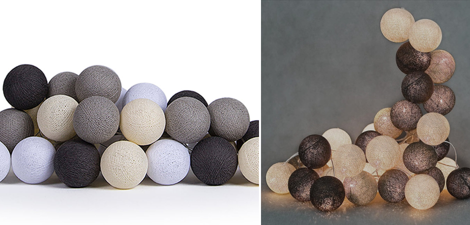 Гирлянда хлопковые фонарики Сotton Ball Taupe - Loft-Concept в Ростове-на-Дону