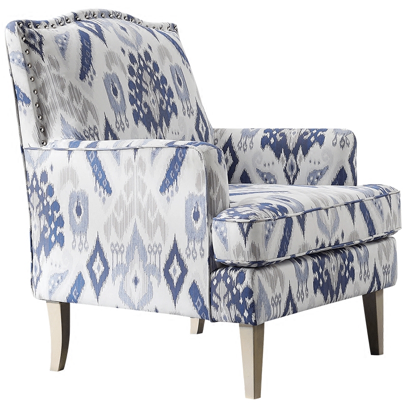 Кресло Armchair Ornament Blue Ikat Белый Светло-синий Бежевый в Ростове-на-Дону | Loft Concept 