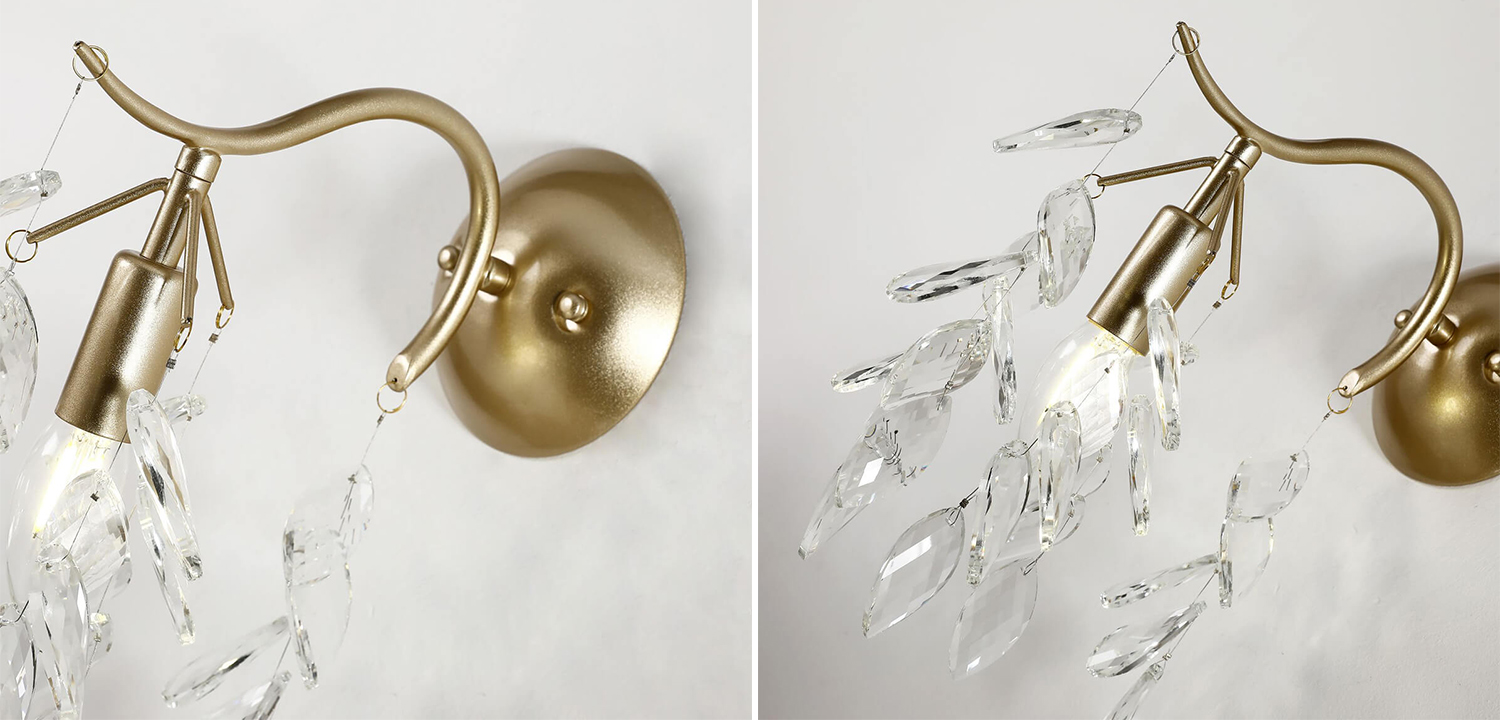 Бра Hanging Crystal Leaves Wall Lamp - фото