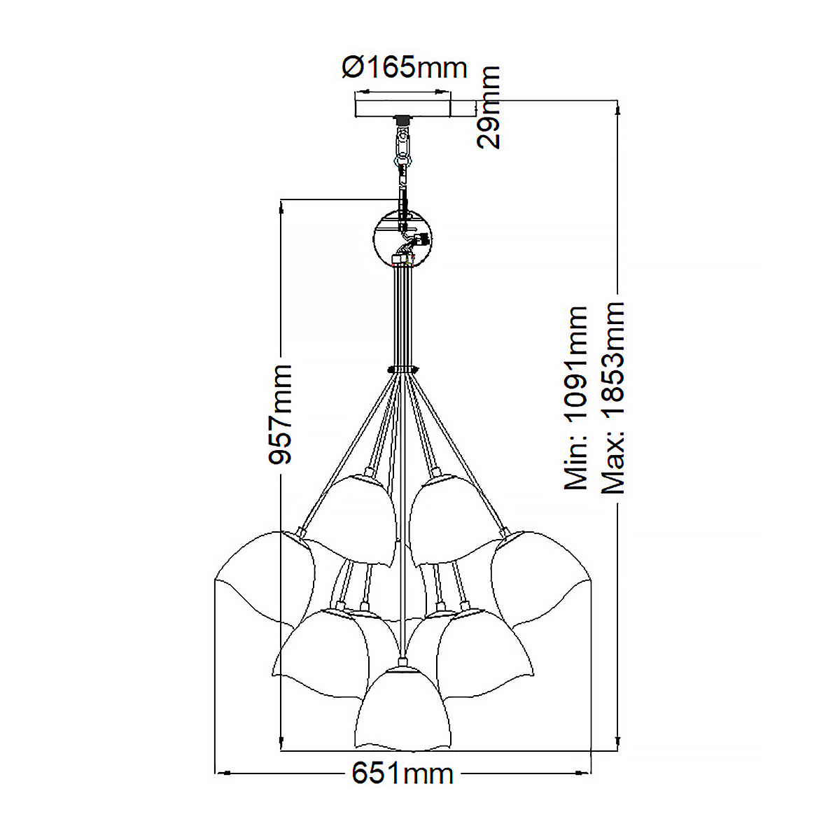 Люстра с 15-ю белыми  плафонами с золотой внутренней поверхностью Hinkley в Ростове-на-Дону