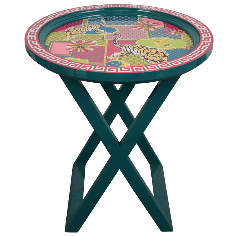   Tigers Painted Round Countertop Side Table    -- | Loft Concept 