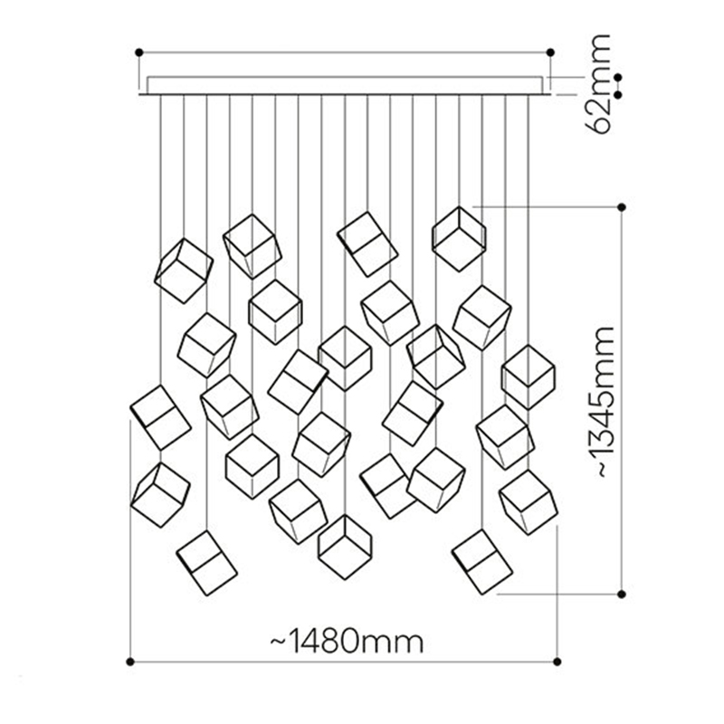 Люстра Pyrite Chrome 26 Rectangle в Ростове-на-Дону