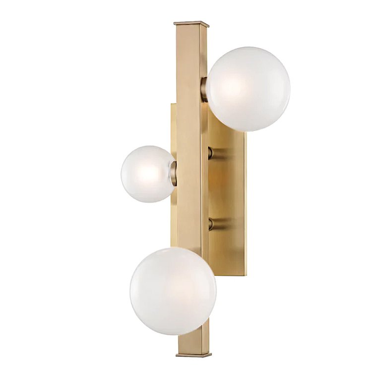  Hudson Valley 8703-AGB Mini Hinsdale 3 Light Wall Sconce In Aged Brass   -- | Loft Concept 