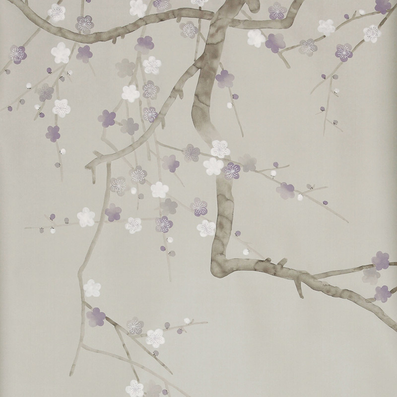    Plum Blossom Special Colourway on Oyster Shell metallic silk   -- | Loft Concept 