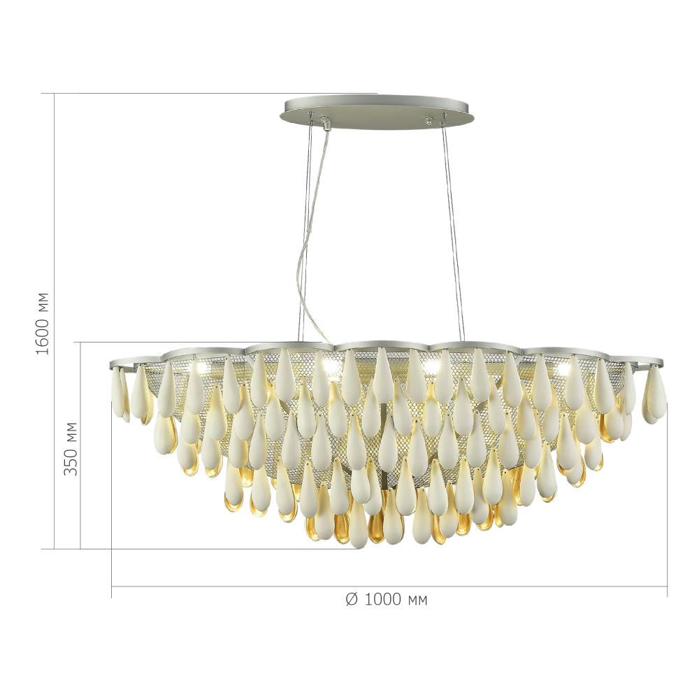 Люстра с подвесками в форме капель на серебристом каркасе Raindrop в Ростове-на-Дону