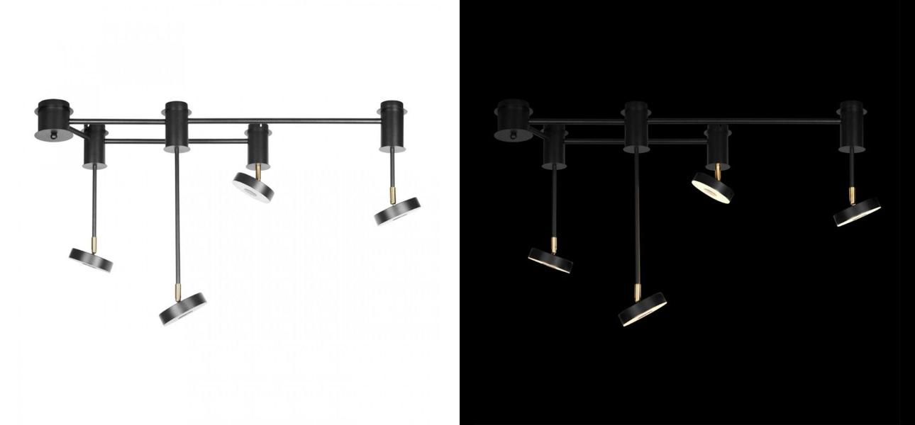 Светильник потолочный Flexible soffits черный 4 плафона - фото №1