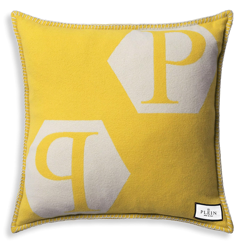  Philipp Plein Cushion Cashmere PP Logo 65 x 65 Yellow    -- | Loft Concept 