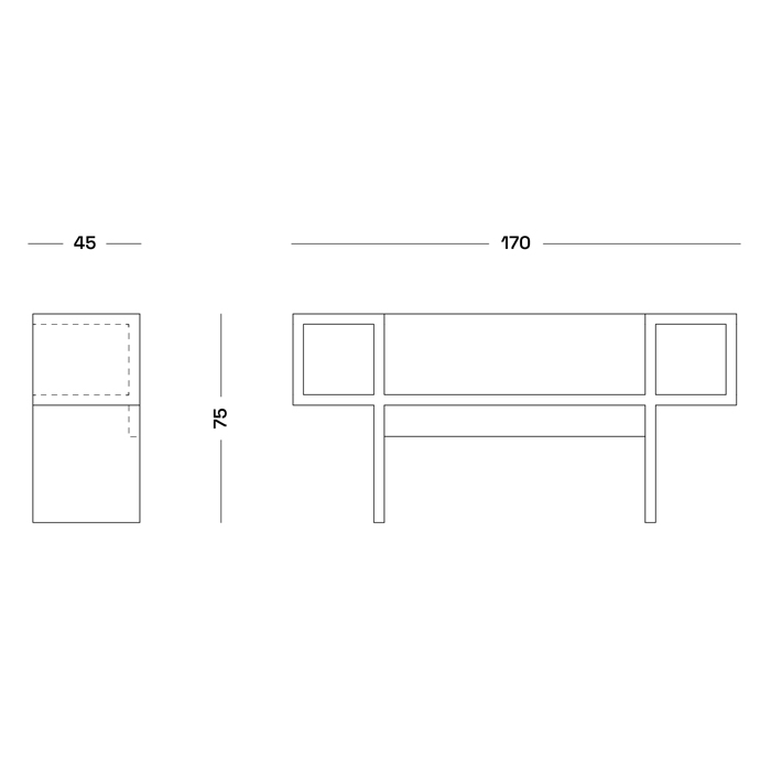 Дизайнерская скамейка Poltronova Canton  Beech and Black Bench в Ростове-на-Дону