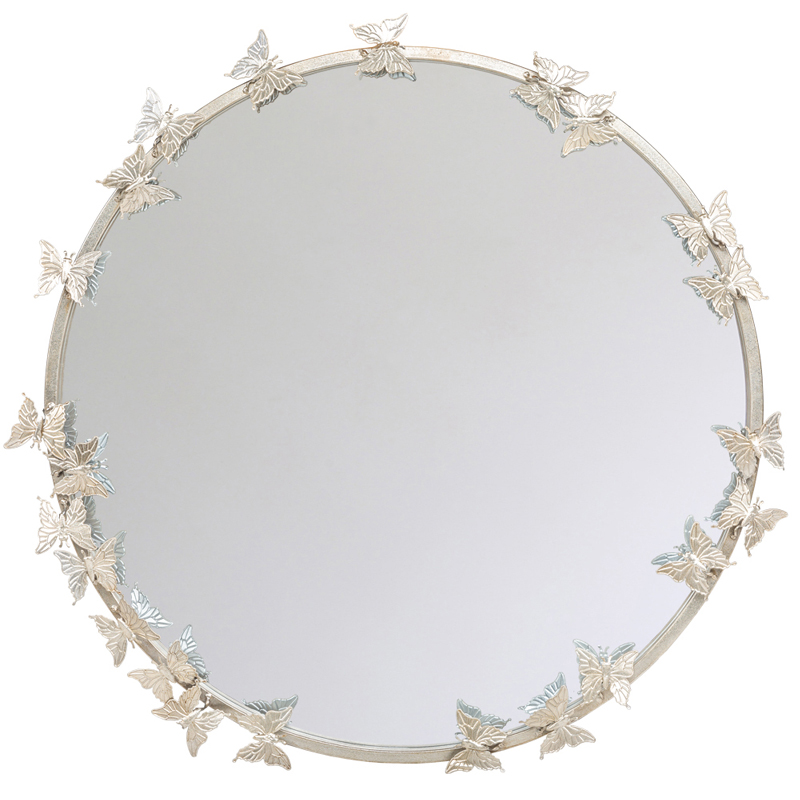  Butterflies Circle Silver Mirror   -- | Loft Concept 