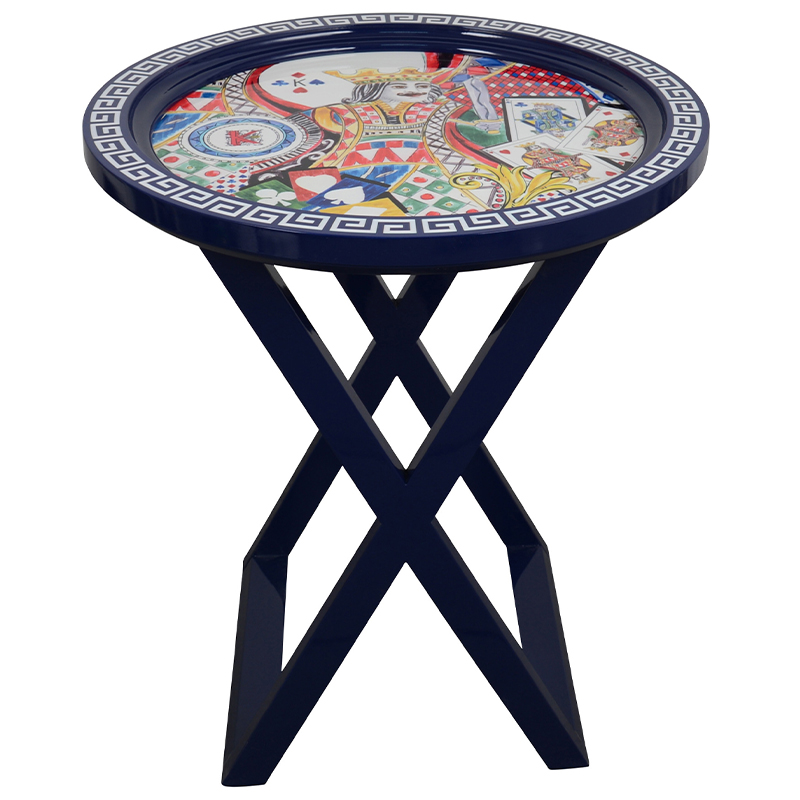   Playing Cards Painted Round Countertop Side Table    -- | Loft Concept 