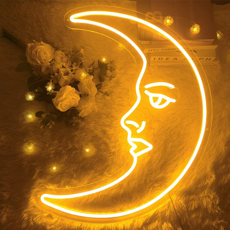 Неоновая настенная лампа Crescent Moon Neon Wall Lamp Прозрачный Желтый в Ростове-на-Дону | Loft Concept 