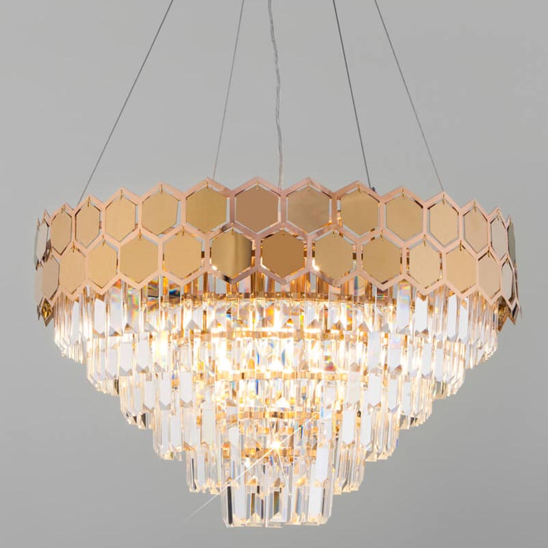  Hanging Hexagon Moira Chandelier gold  (Transparent)   -- | Loft Concept 