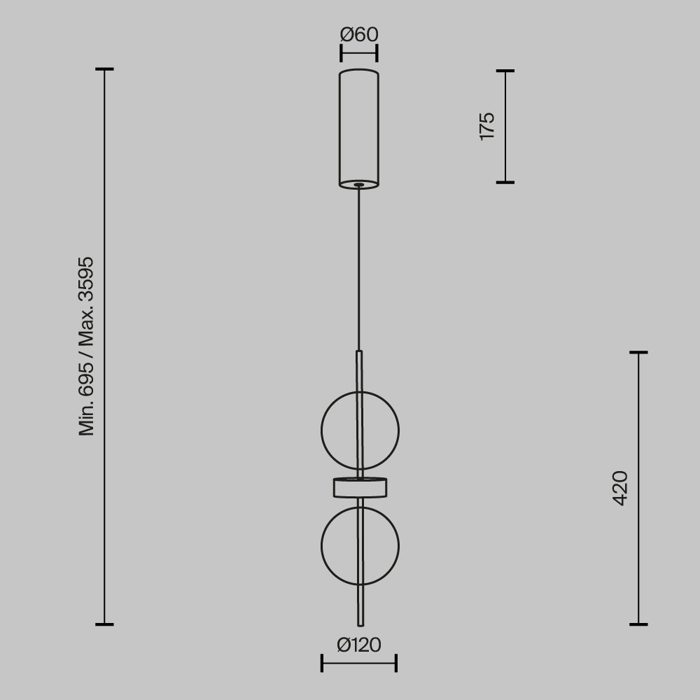 Подвесной светильник с плафоном из стекла с зеркальным градиентом Double Moon в Ростове-на-Дону