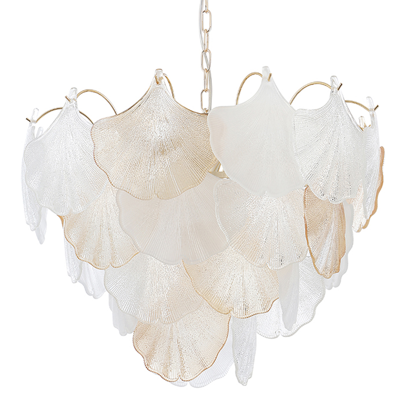 Люстра с рельефными стеклянными элементами в форме листьев Textured Glass Chandelier Золотой Прозрачный Белый Янтарный Люстра с рельефными стеклянными элементами в форме листьев Textured Glass Chandelier Золотой Прозрачный Белый Янтарный в Ростове-на-Дону | Loft Concept