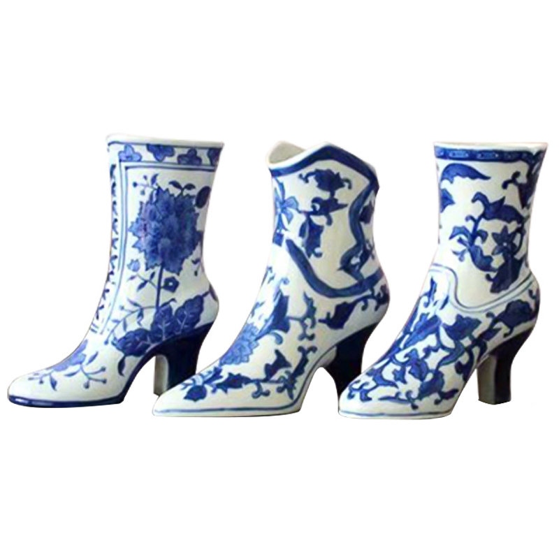   Oriental Blue Boot Vase    -- | Loft Concept 