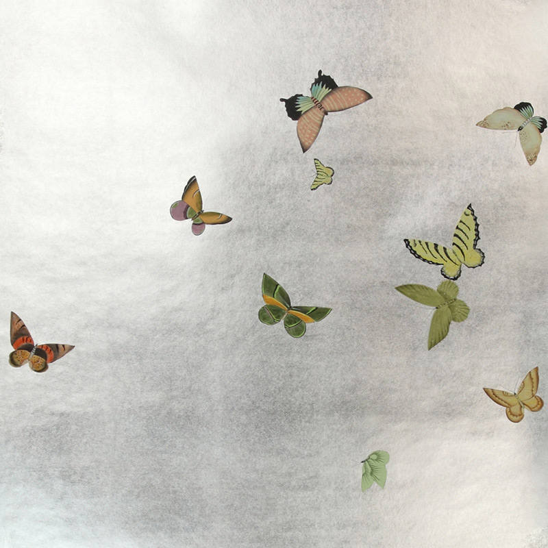    Butterflies Emerald on Tarnished Silver gilded paper   -- | Loft Concept 