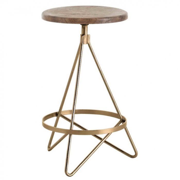 Барный стул Industrial Vintage Brass Iron Swivel Bar Stool Золотой Коричневый в Ростове-на-Дону | Loft Concept 