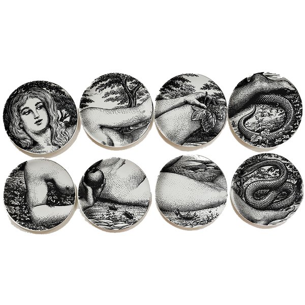 Тарелки FORNASETTI SET OF 8 "EVA" Черный в Ростове-на-Дону | Loft Concept 