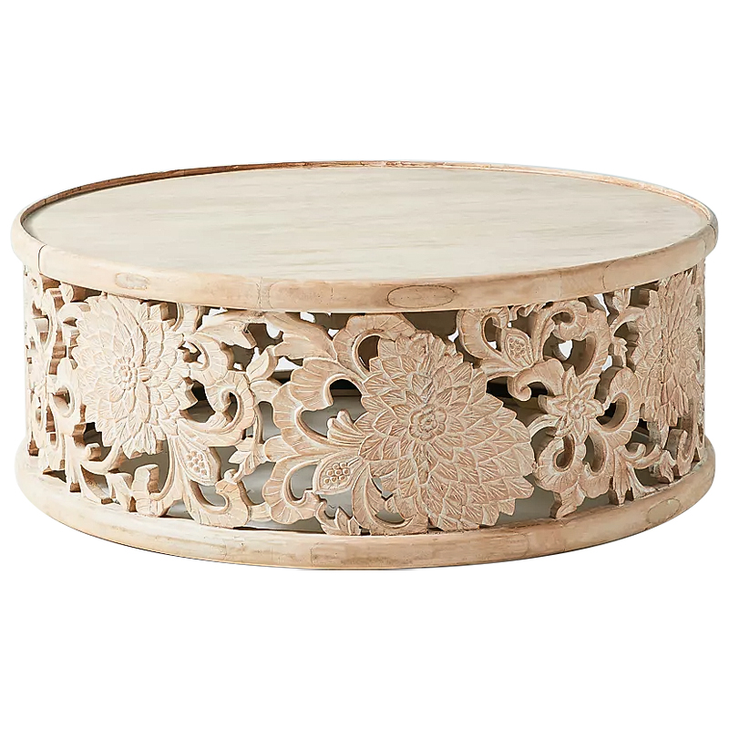    Handcarved Lotus Round Coffee Table   -- | Loft Concept 