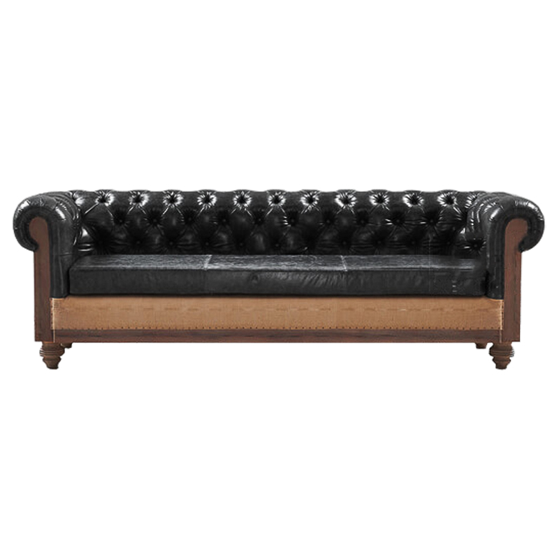  Deconstructed Chesterfield Sofa triple Black leather    -- | Loft Concept 
