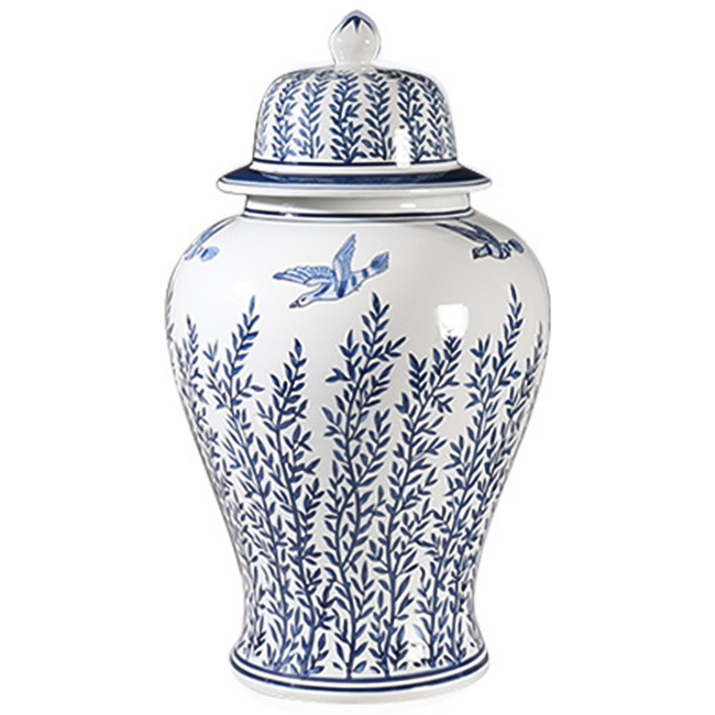    Oriental Blue & White Flying Birds Vase    -- | Loft Concept 