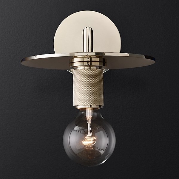  RH Utilitaire Knurled Disk Shade Sconce Silver   -- | Loft Concept 
