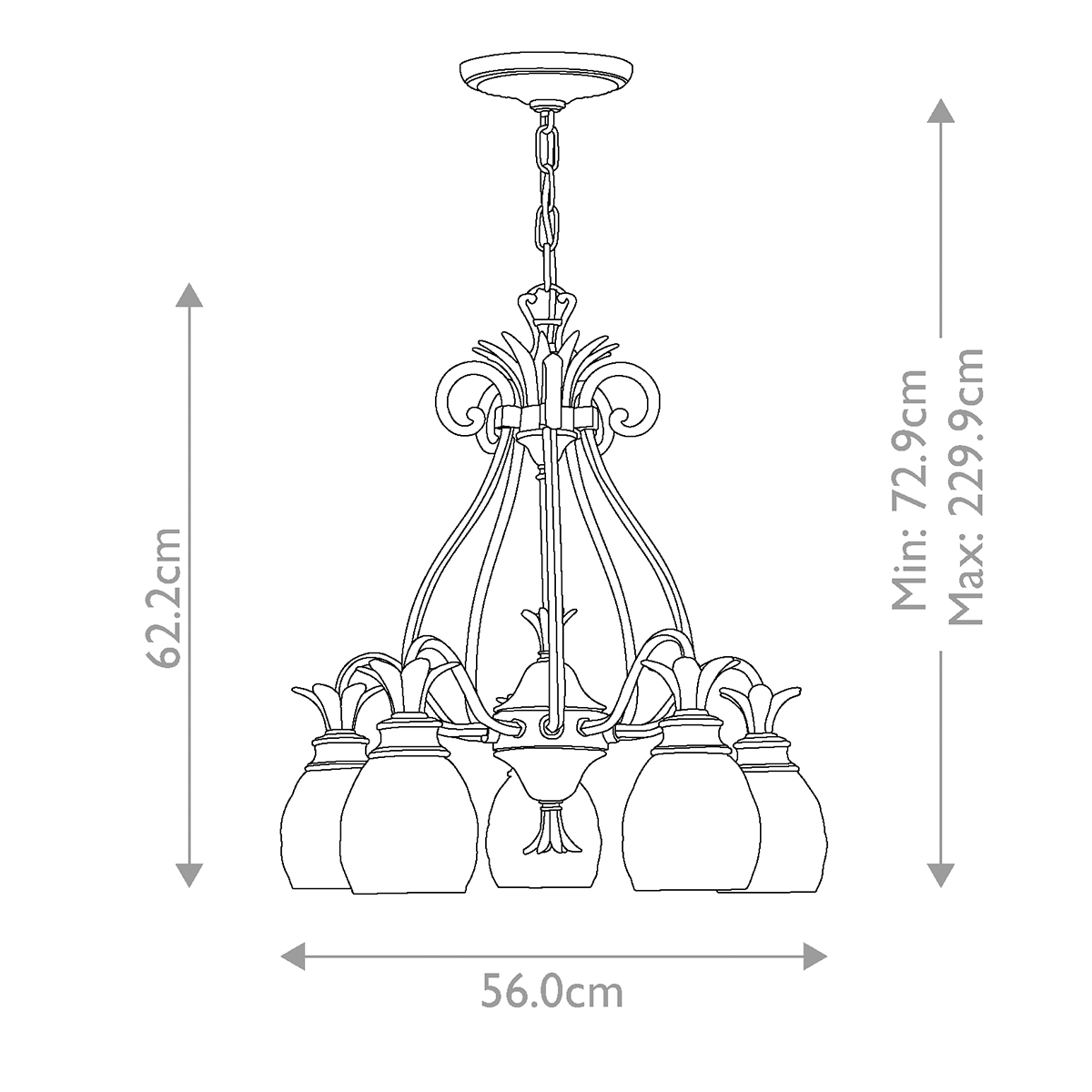 Люстра цвета латунь с 5-ю плафонами из рельефного стекла в форме ананаса Hinkley в Ростове-на-Дону