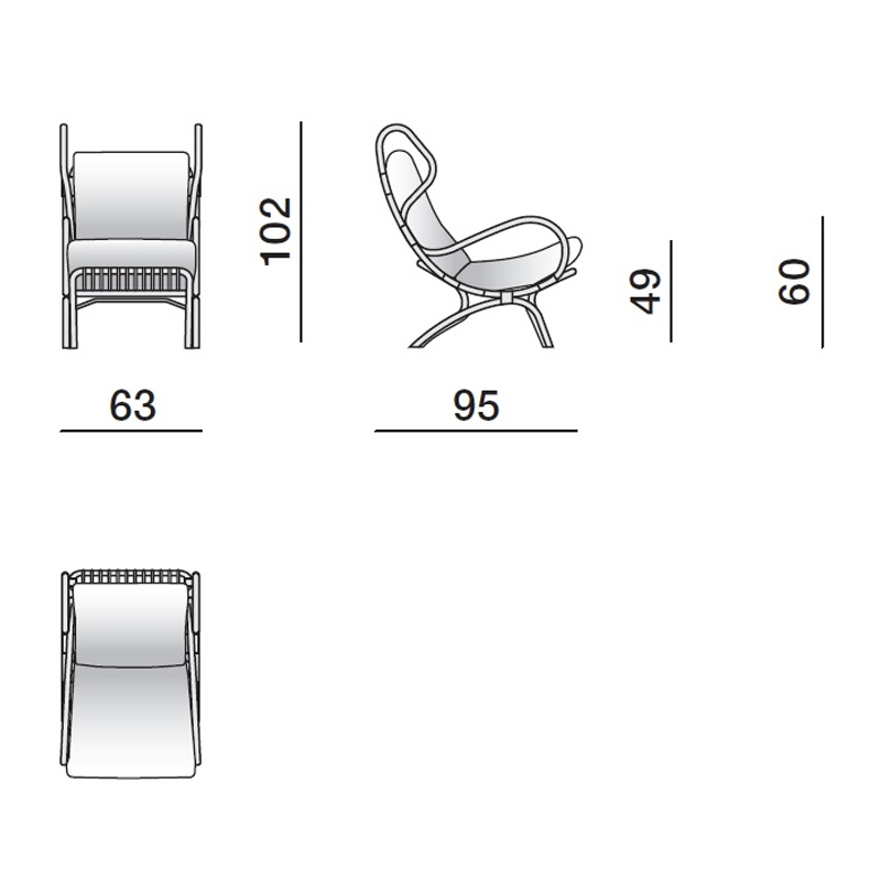 Дизайнерское кресло из ротанга Gio Ponti CONTINUUM D.163.7 BY BONACINA 1889 Armchair в Ростове-на-Дону