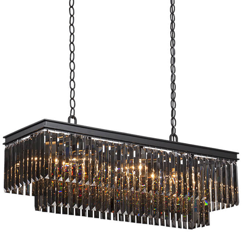  Odeon Gray glass Rectangular Chandelier Black iron     100    -- | Loft Concept 