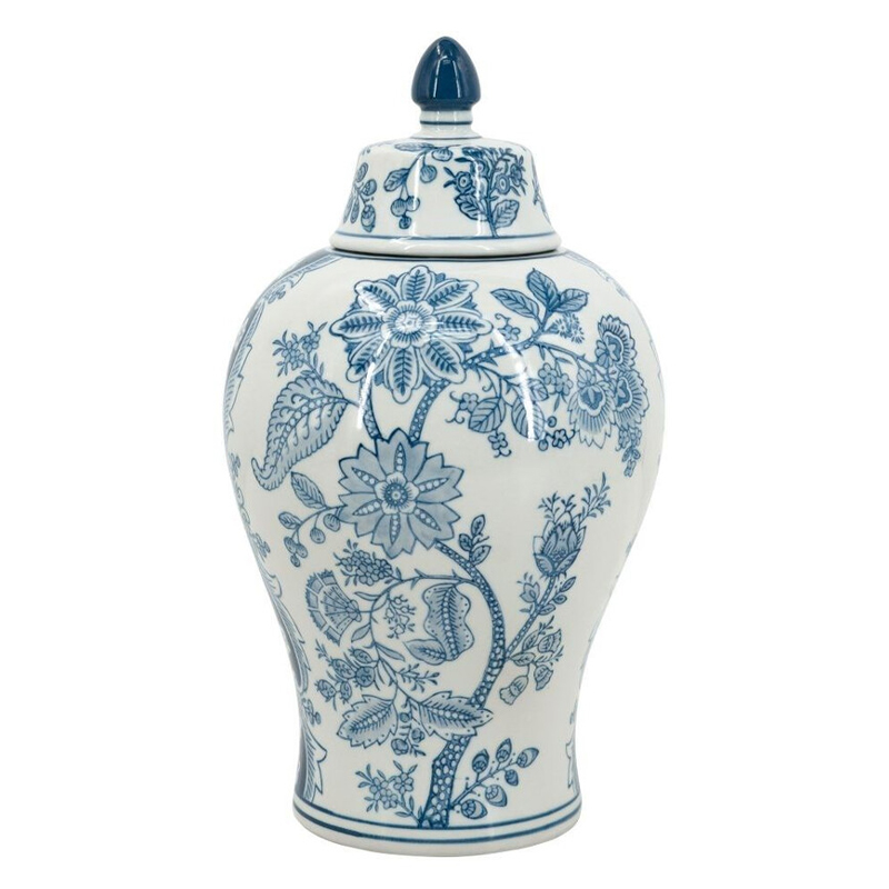 Ваза с крышкой и голубым цветочным рисунком на белом фоне Blue & White Ornament Белый Голубой Ваза с крышкой и голубым цветочным рисунком на белом фоне Blue & White Ornament Белый Голубой в Ростове-на-Дону | Loft Concept