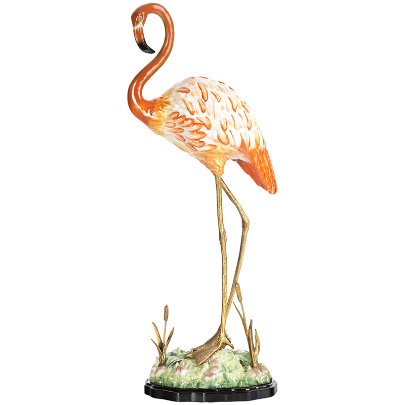 Декоративная статуэтка Flamingos Porcelain Statuette Красный Зеленый Бронза в Ростове-на-Дону | Loft Concept 