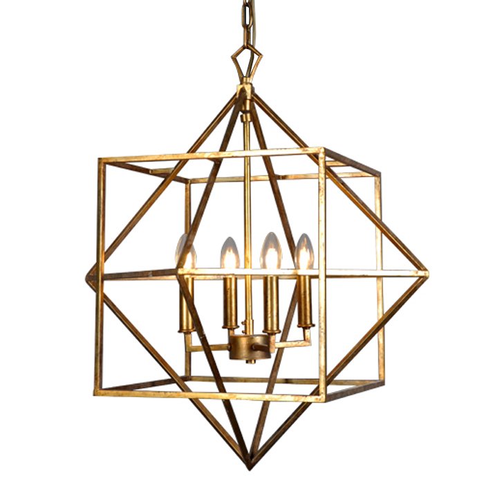   CUBIST Chandelier Gold 4 bulbs   -- | Loft Concept 