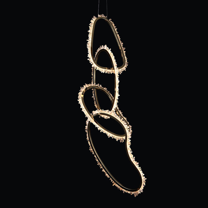  Four Vertical Chain Quartz Rings Crystal Chandelier      -- | Loft Concept 