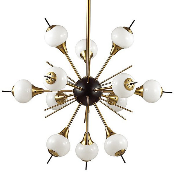 White Glass Globes Sputnik Chandelier Бронза Белый в Ростове-на-Дону | Loft Concept 