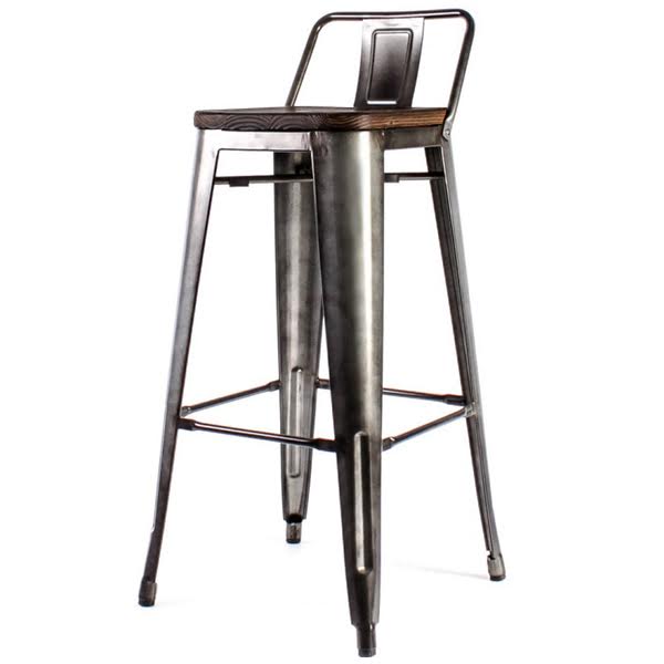   Tolix Bar Stool 75 Backed Wood Silver    -- | Loft Concept 