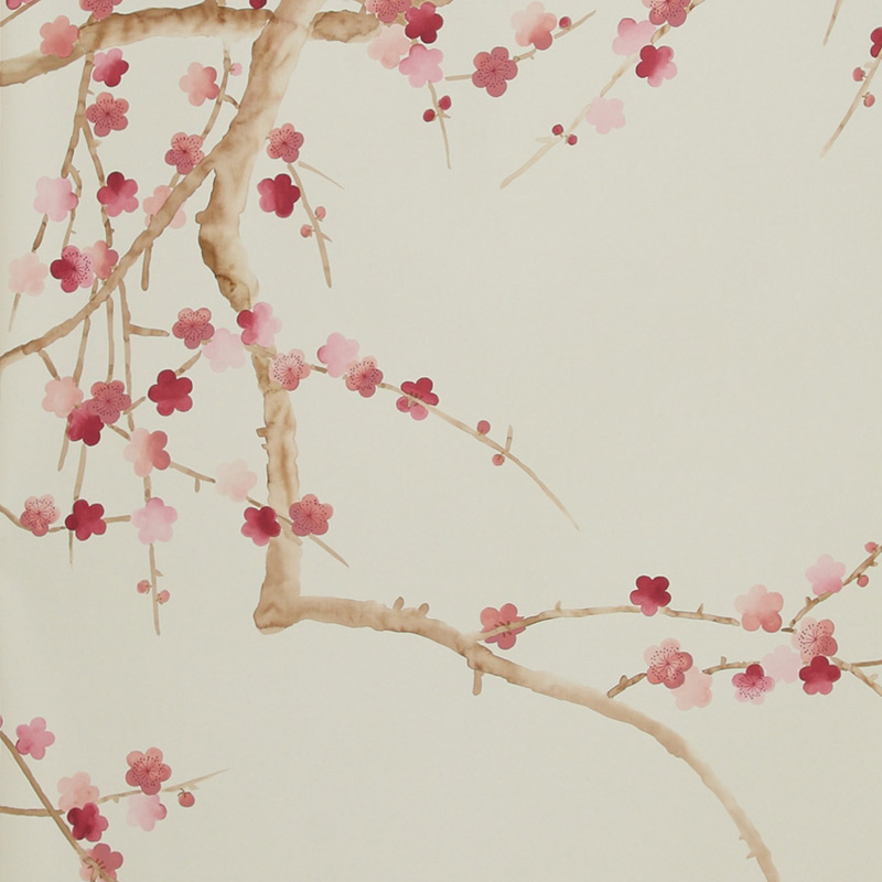    Plum Blossom Blossom on Satin Grey dyed silk   -- | Loft Concept 