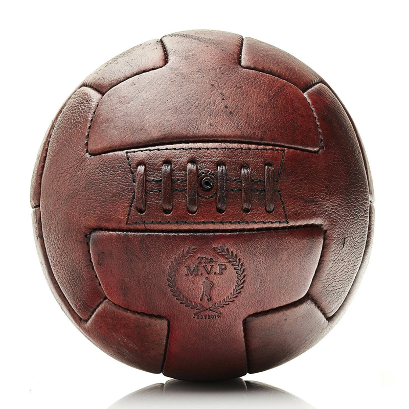      RETRO HERITAGE BROWN LEATHER T SOCCER BALL    -- | Loft Concept 