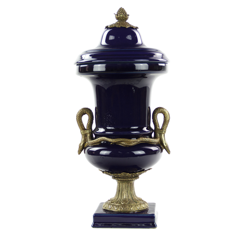 Ваза Selenia Blue Vase Bronze Serpents Синий Бронза в Ростове-на-Дону | Loft Concept 