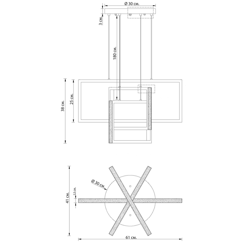 Люстра светодиодная прямоугольная LED Chandelier Rectangular в Ростове-на-Дону