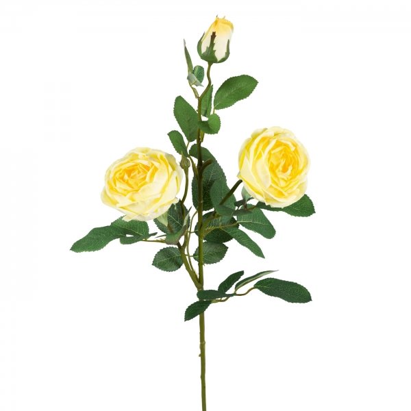 Декоративный искусственный цветок Large Branch Yellow Rose Зеленый Желтый в Ростове-на-Дону | Loft Concept 