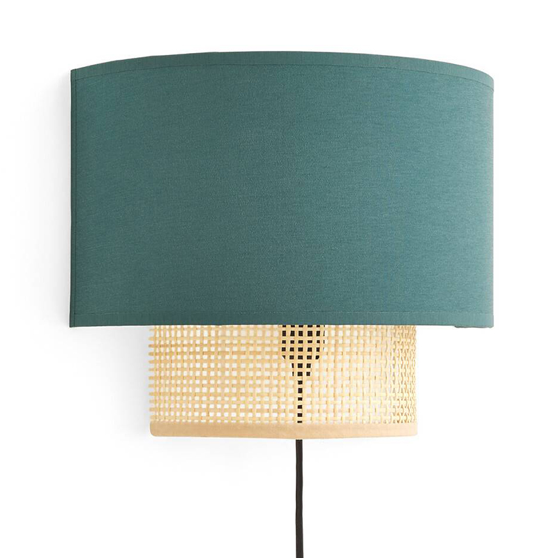 Бра Ottar Wicker Turquoise lampshade Бежевый Бирюзовый в Ростове-на-Дону | Loft Concept 