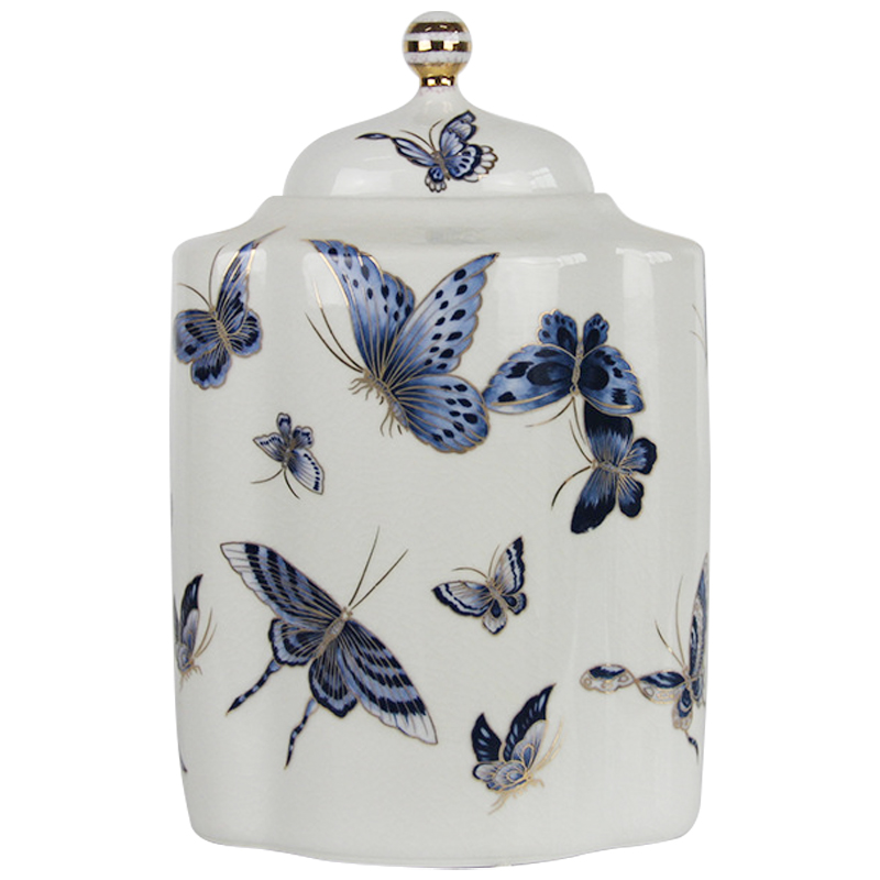    Porcelain Butterfly Blue and Gold Vase     -- | Loft Concept 