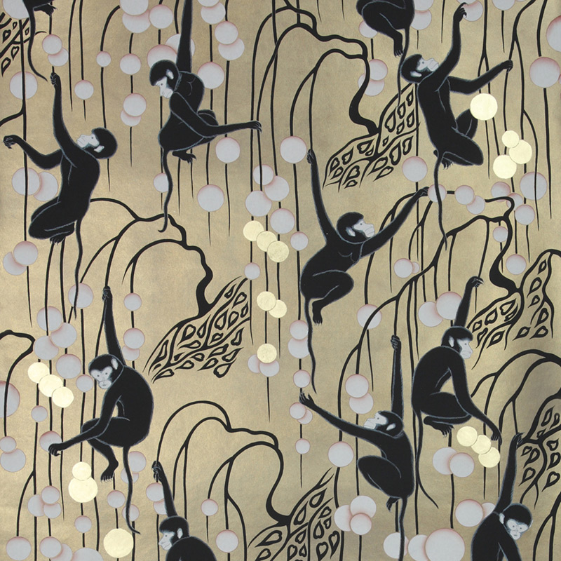    Deco Monkeys Special Colourway on Brushed Gold gilded paper   -- | Loft Concept 