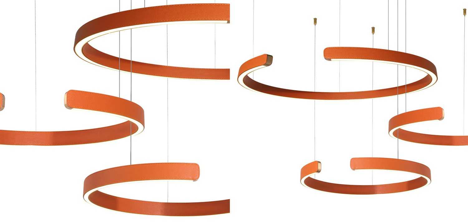 Люстра Half Ring 3 orange leather - фото №1
